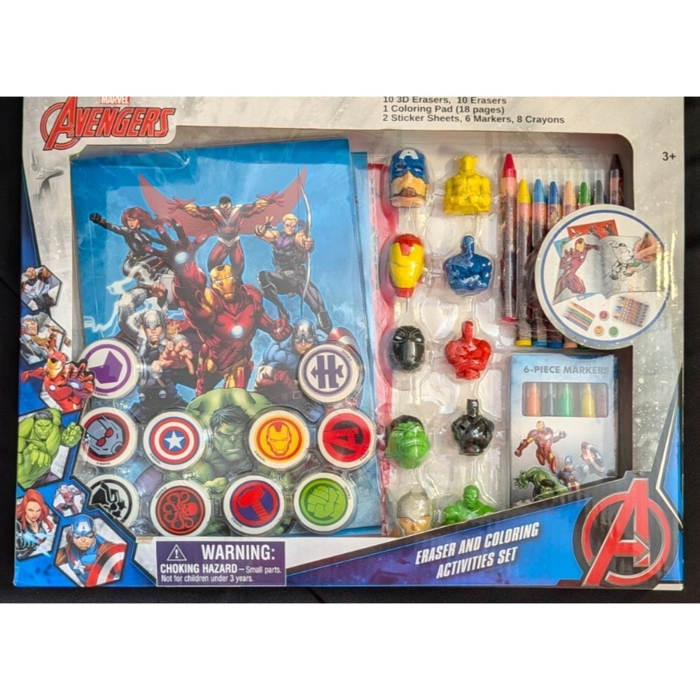 Marvel Avengers Superheroes Eraser Coloring Book Sticker Activity Set 3D
